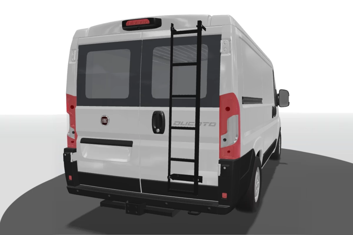Door Ladder Fiat Ducato III 2006-present 180° Rear Doors Stainless Steel Black - Afbeelding 2
