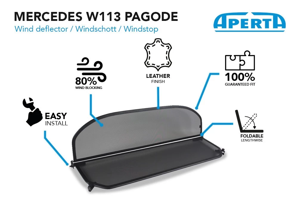 Wind Deflector Mercedes-Benz SL (W113) 1963-1971 Grey - Afbeelding 4