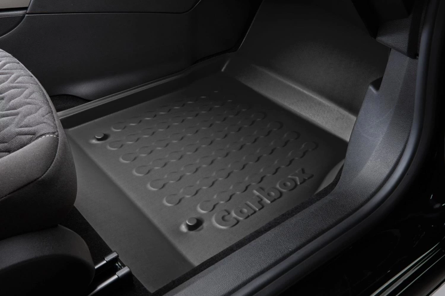 Car Mat Daihatsu Sirion (M3#) 2005-2010 5-door Hatchback Carbox Floor PE Rubber - Black - Front-right - Afbeelding 2