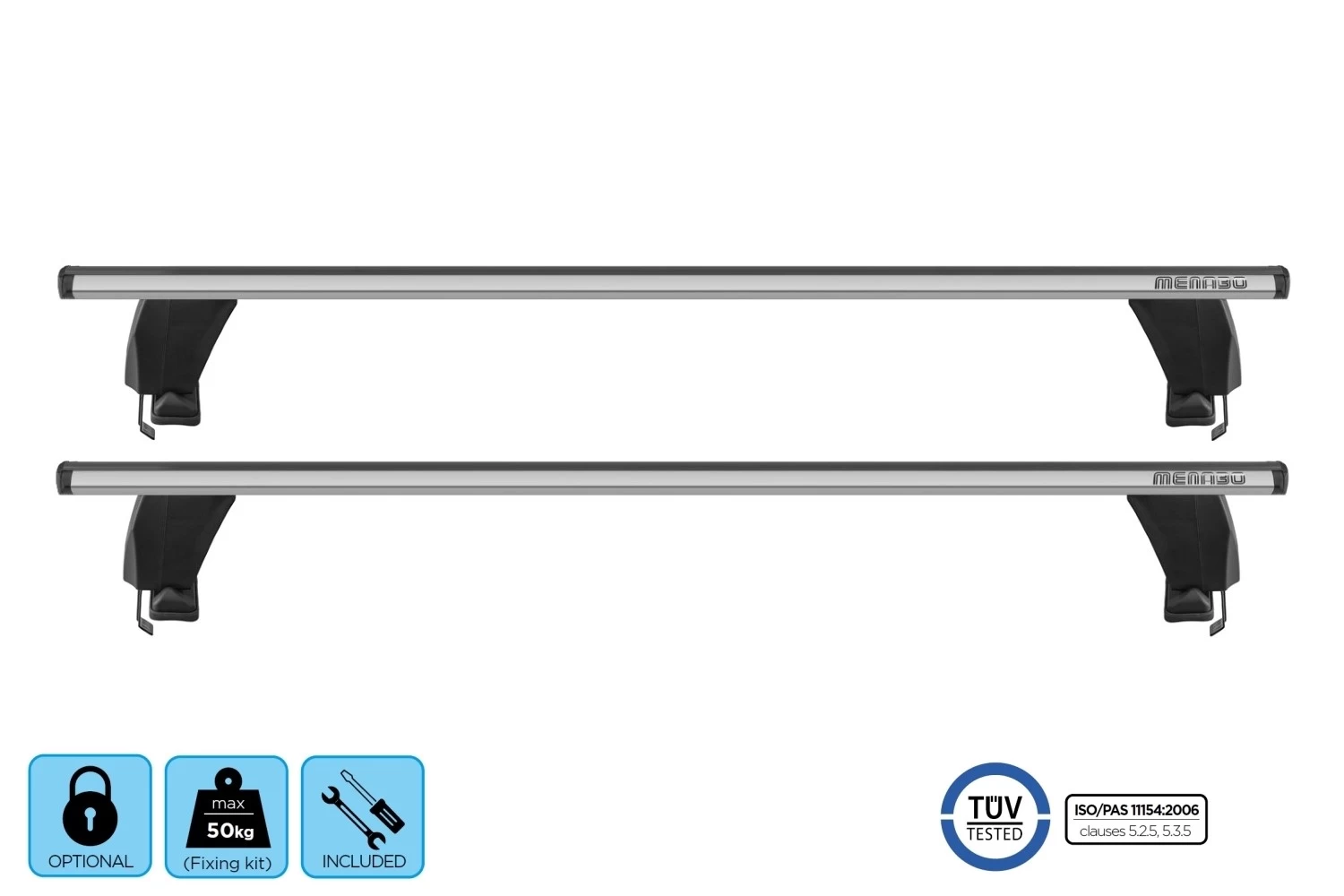 Roof Bars Alfa Romeo 147 2000-2010 3-door Hatchback Menabo Delta Silver - Afbeelding 4