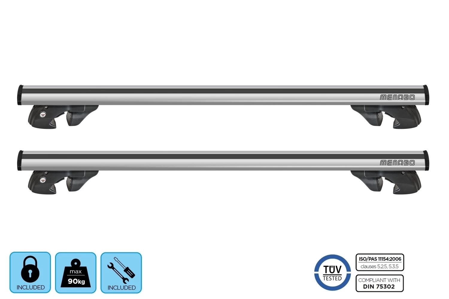 Roof Bars Alfa Romeo 156 Sportwagon - Crosswagon 2000-2007 Wagon Menabo Jackson Aero Silver - Afbeelding 6