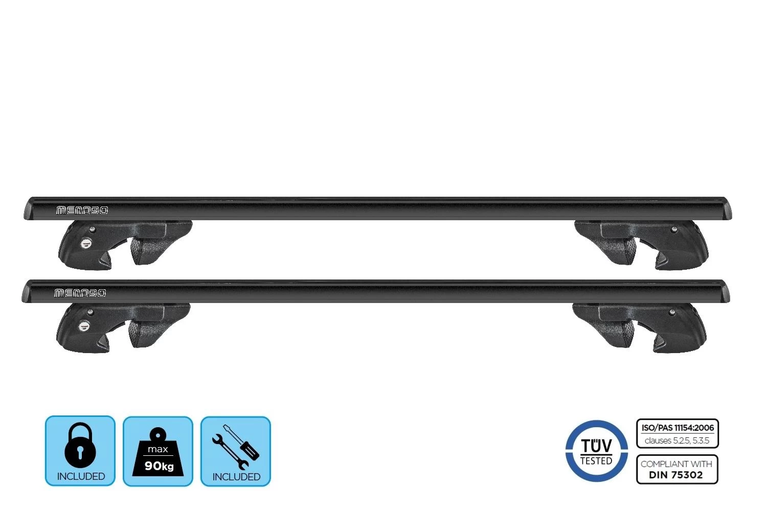 Roof Bars Alfa Romeo 156 Sportwagon - Crosswagon 2000-2007 Wagon Menabo Sherman Black - Afbeelding 4